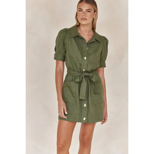 Kit & Sky Olive Green Mini Dress - Size M - Women's Dresses
